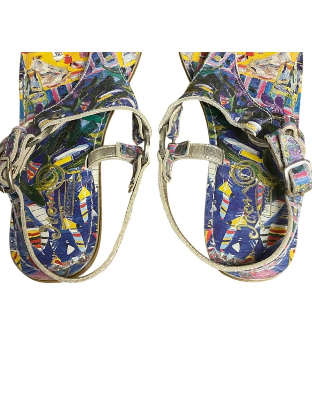 ICON Sunday Flat Thong Leather Sandals Coco 2 Sz 7 Artsy Art to Wear - Picture 3 of 6